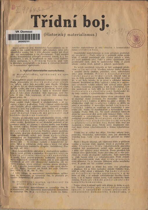 Třídní boj: (historický materialismus)