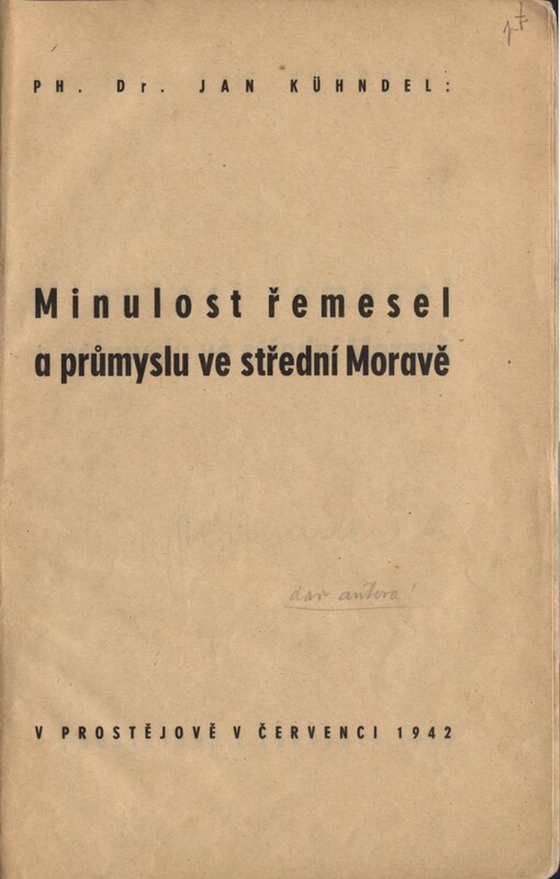 Minulost řemesel a průmyslu ve střední Moravě