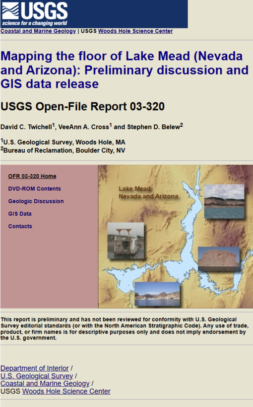 Mapping the floor of Lake Mead (Nevada and Arizona)preliminary discussion and GIS data release