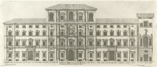 Disegno Del Palazzo Dell Illmo. et Eccmo. SS. Panphilii Posto In Piazza Navona Fabricato Di Ordine Della Santa Di N. S. Papa Innocentio Decimo Compito L'Anno MDCL. Fatto da Hieronymo Rainaldi Architetto Di N. S