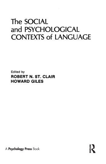 The Social and Psychological Context of Language