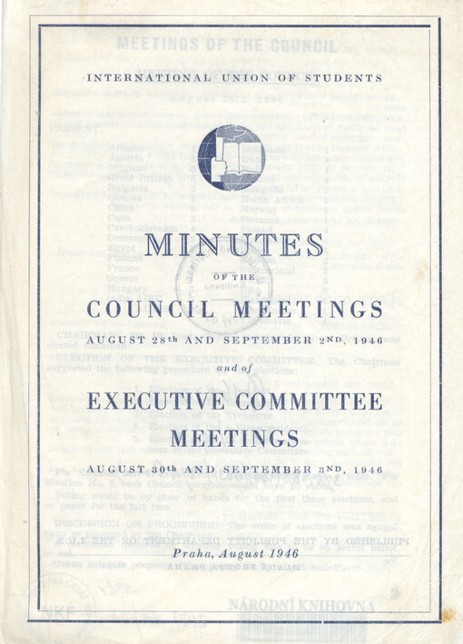 Minutes of the Council Meetings - August 28th and September 2nd, 1946 and of Executive Comittee Meetings - August 30th and September 3nd, 1946
