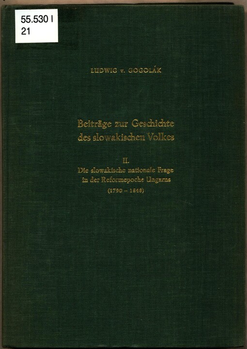 Beiträge zur Geschichte des slowakischen Volkes :Zwischen zwei Revolutionen (1848-1919)
