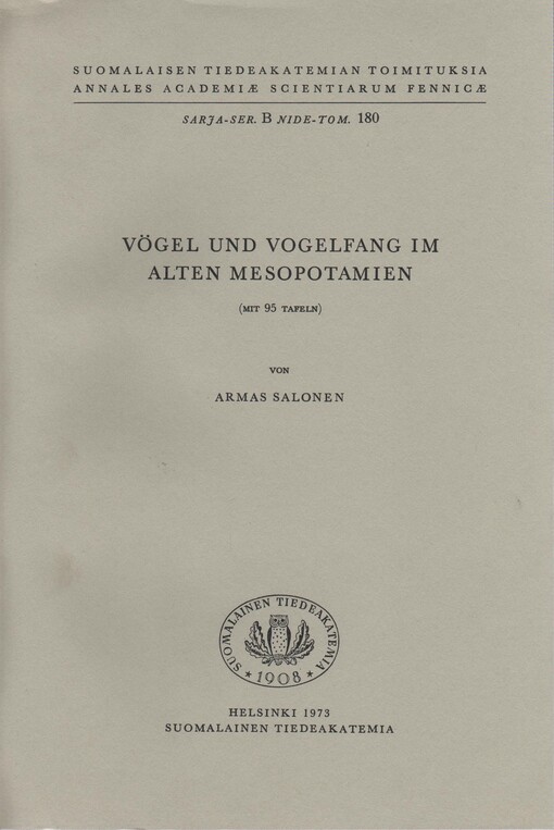 Vögel und Vogelfang im alten Mesopotamien /