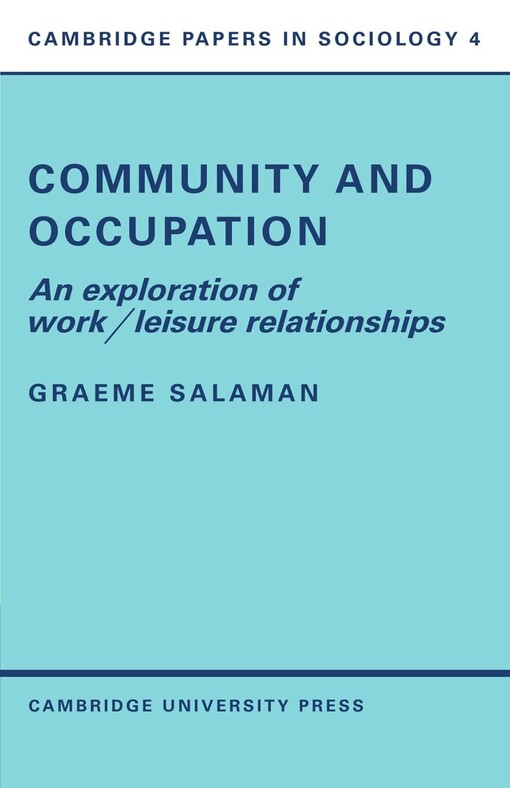 Community and occupation :an exploration of work/leisure relationships