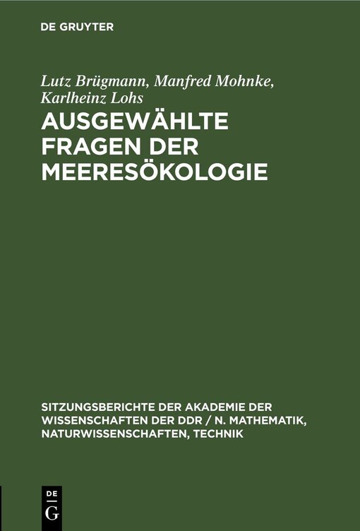Ausgewählte Fragen der Meeresökologie /