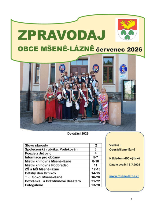 Zpravodaj obce Mšené-lázně