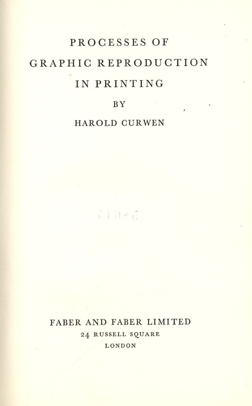 Processes of graphic reproduction in printing