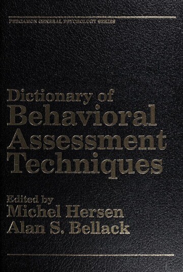 Dictionary of Behavioral Assessment Techniques /