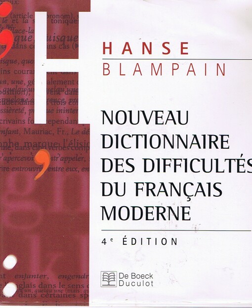 Nouveau dictionnaire des difficultés du français moderne