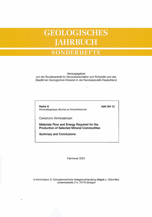 Materials Flow and Energy Required for the Production of Selected Mineral Commodities :Summary and Conclusions