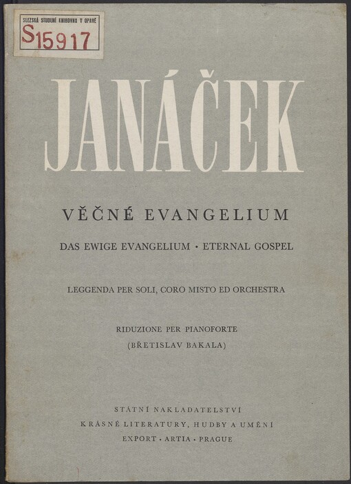 Věčné evangelium: legenda pro sóla, smíšený sbor a orchestr na slova Jaroslava Vrchlického : klavírní výtah