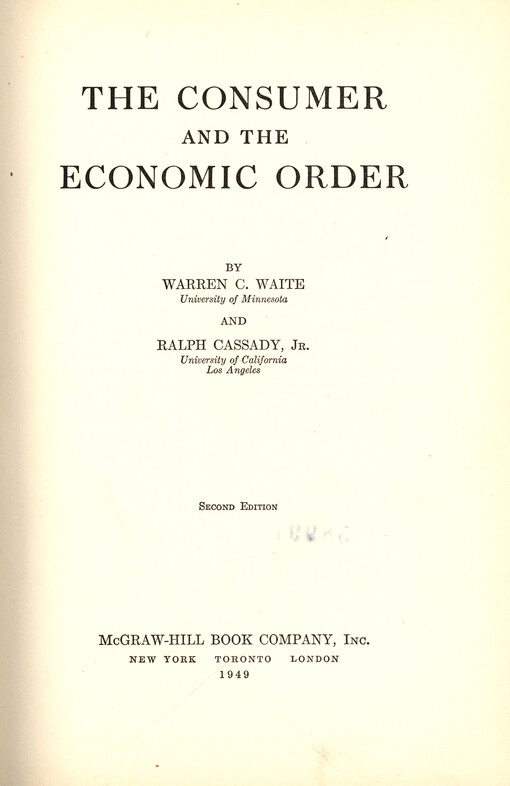The consumer and the economic order