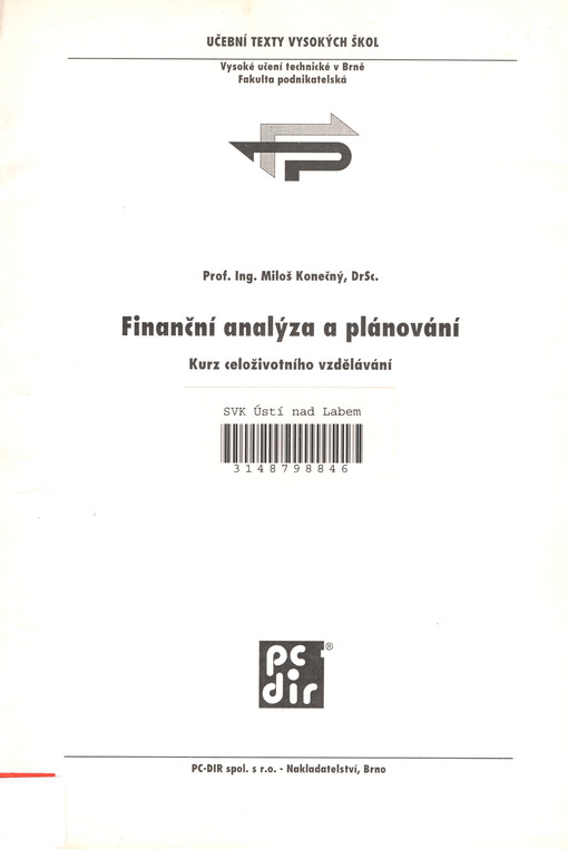 Finanční analýza a plánování : kurz celoživotního vzdělávání