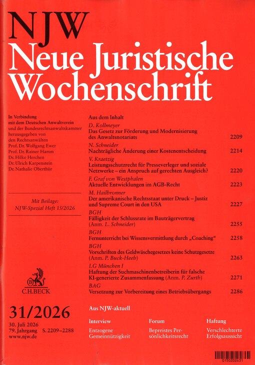 Neue juristische Wochenschrift