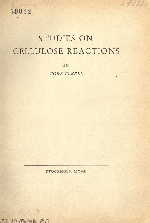 Studies on cellulose reactions