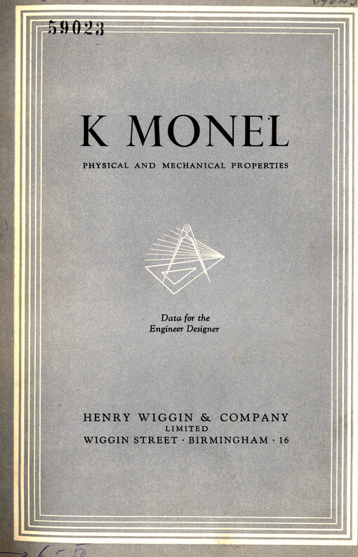 K Monel physical and mechanical properties : data for the engineer designer