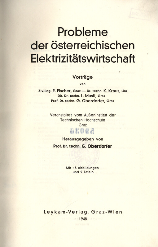 Probleme der österreichischen Elektrizitätswirtschaft : Vorträge