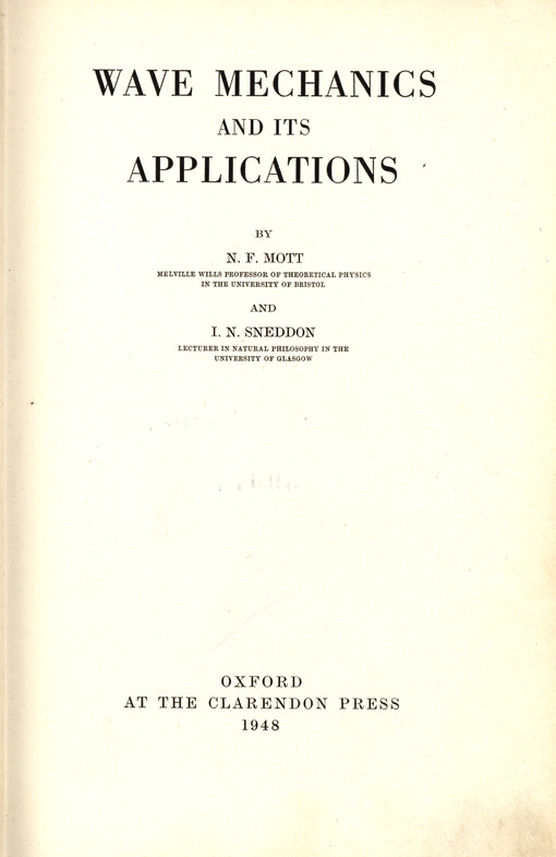 Wave mechanics and its applications