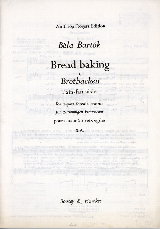 Bread-baking : for 2-part female chorus = Brotbacken : für 2-stimmingen Frauenchor = Pain fantaisie : pour choer a 2 voix égales