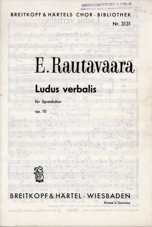 Ludus verbalis : für Sprechchor : op. 10 : (1960)