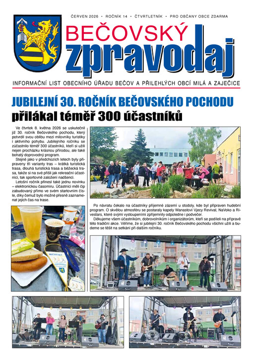 Bečovský zpravodaj : informační list Obecního úřadu Bečov a přilehlých obcí Milá a Zaječice