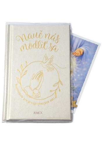 Sada: kniha Nauč nás modliť sa (biela) + obal + obrázok