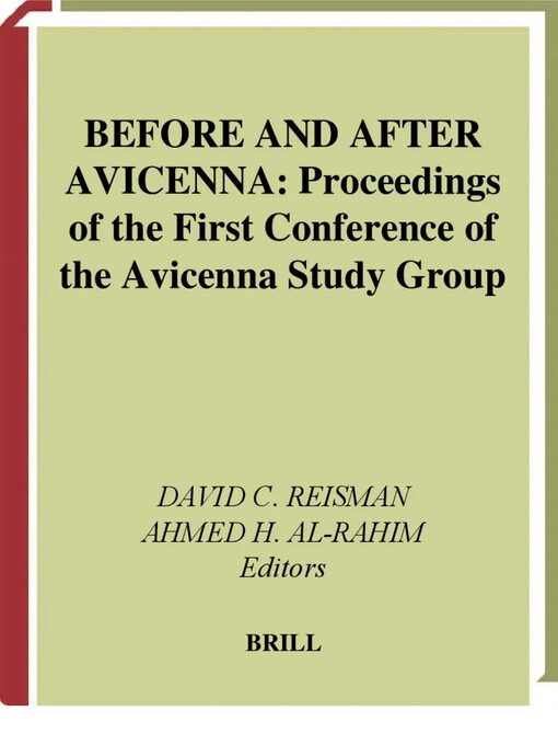 Before and after Avicenna :proceedings of the First Conference of the Avicenna Study Group