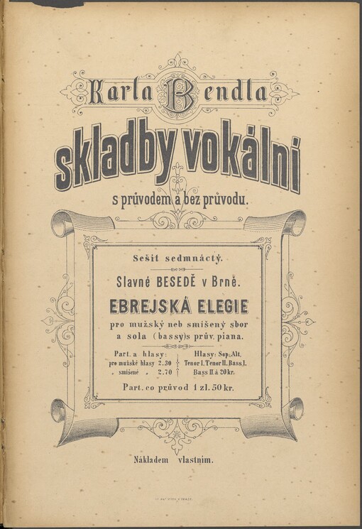 Ebrejská elegiepro mužský neb smíšený sbor a sola (bassy) s prův. piana /