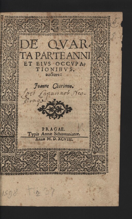 DE QVARTA PARTE ANNI ET EIVS OCCVPATIONIBVS ...