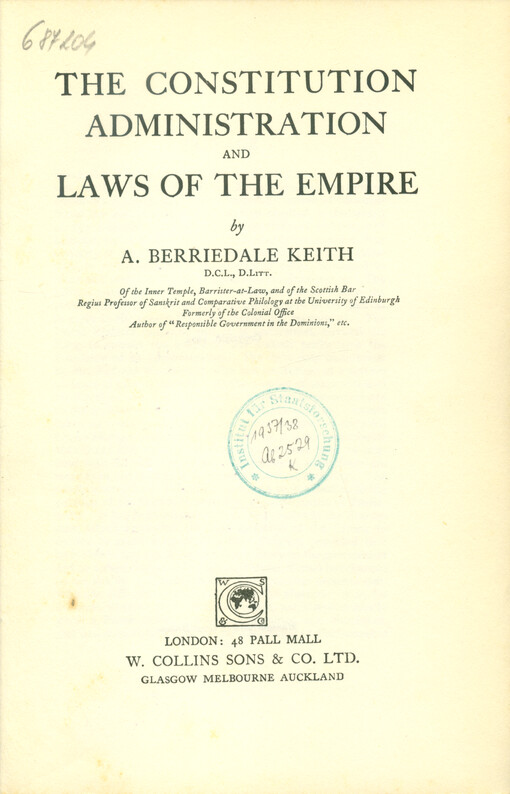 The constitution, administration and laws of the Empire