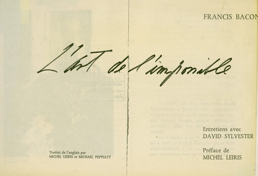 L'art de l'impossible : entretiens avec David Sylvester