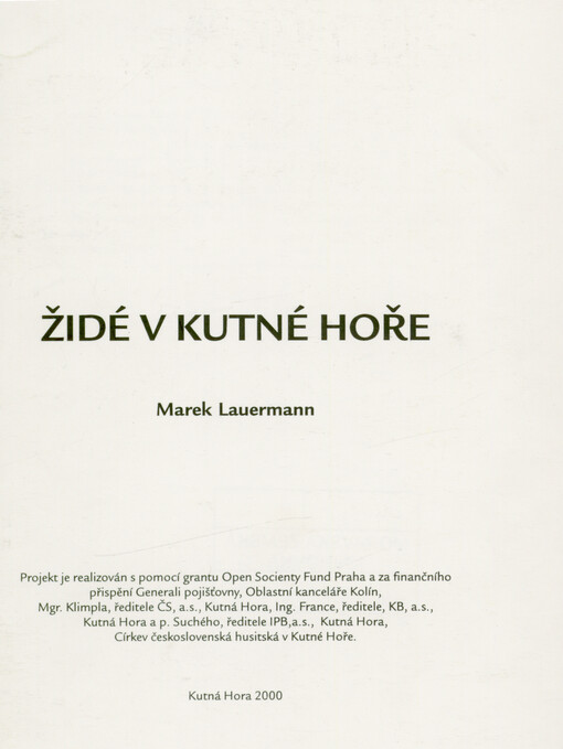Židé v Kutné Hoře