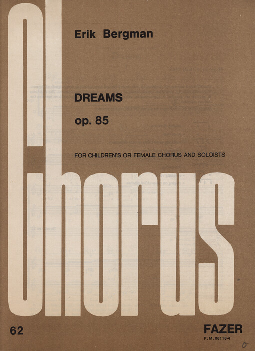 Dreams, op. 85 : for childern's or female chorus and soloists