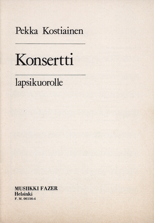 Konsertti : lapsikuorolle