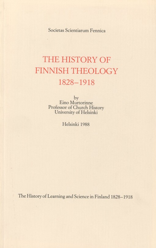 The history of Finnish theology, 1828-1918