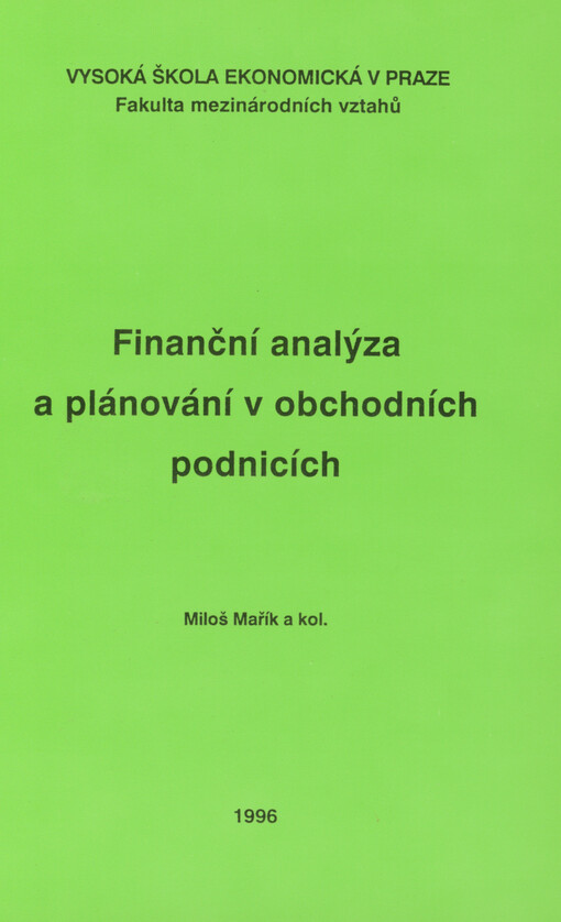 Finanční analýza a plánování v obchodních podnicích