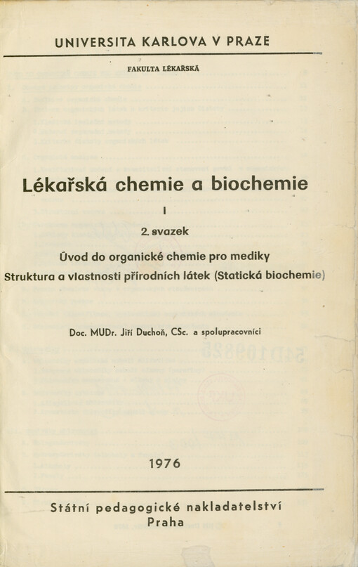 Lékařská chemie a biochemie I. 2. svazek
