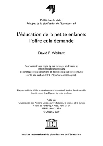 L'éducation de la petite enfance: l'offre et la demande