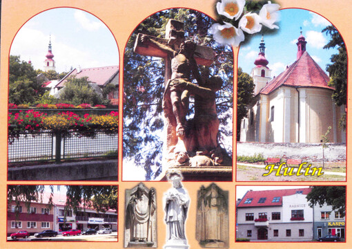Hulín : hulínská zákoutí, náměstí, socha ukřižování u kostela sv. Václava, kostel sv. Václava, radnice, basreliéfy Cyrila a Metoděje, socha sv. Jana Nepomuckého