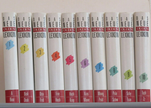 Das neue Duden-Lexikon :in 10 Bänden : rund 100000 Stichwörter, über 12500 meist farbige Abbildungen und Zeichnungen sowie Tabellen und Übersichten im Text, 120 farbige Karten