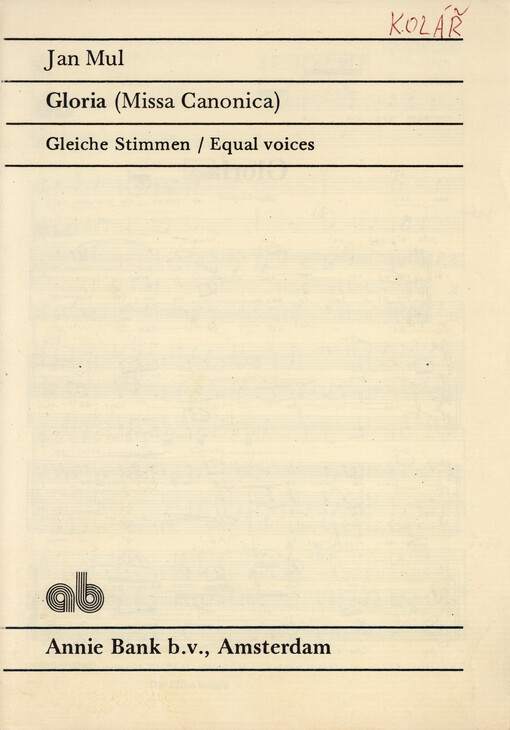 Gloria (Missa Canonica) : Gleiche Stimmen = Equal Voices