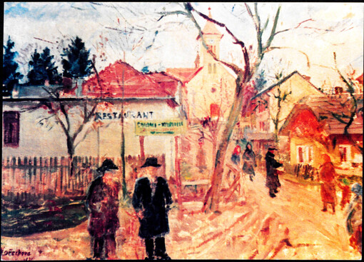 Březnice (na dědině ke kostelu) : olej na plátně, 1946, 80x60 cm