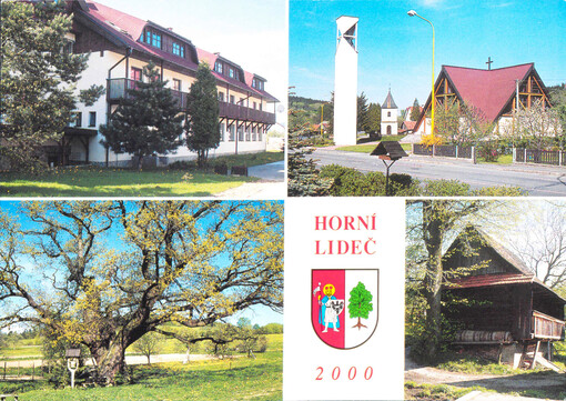 Horní Lideč 2000 : zdravotní středisko : kostel sv. Václava : památný dub letní : roubená stavba
