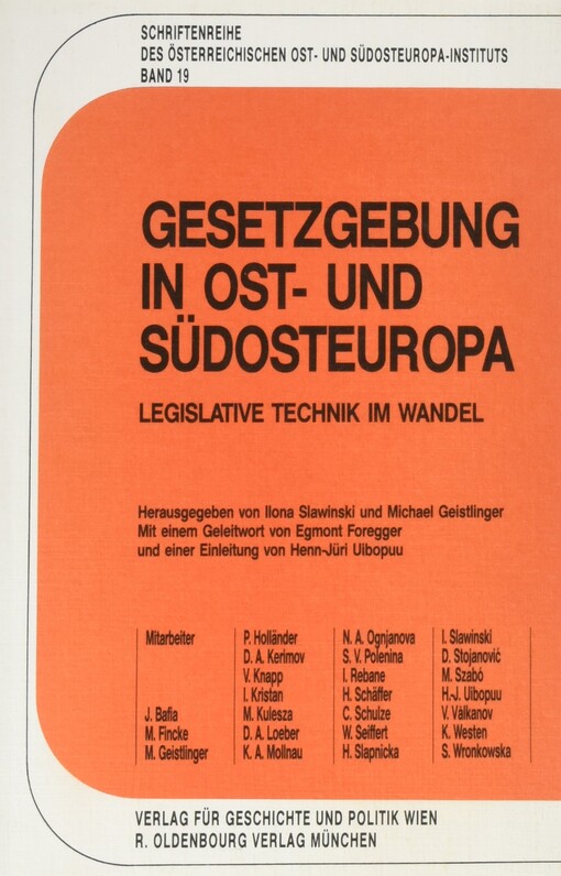 Gesetzgebung in Ost- und Südosteuropa :legislative Technik im Wandel