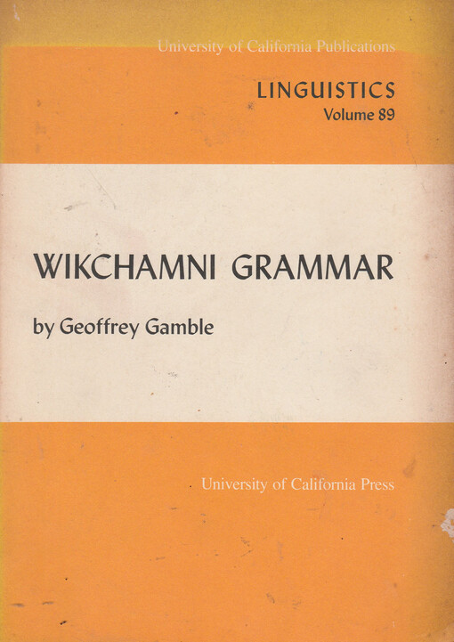 Wikchamni grammar