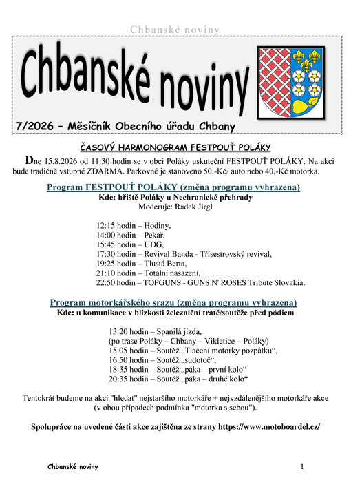 Chbanské noviny : měsíčník Obecního úřadu Chbany