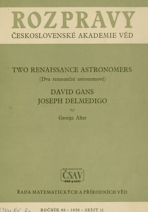 Two renaissance astronomers - David Gans, Joseph Dalmedigo = (Dva renesanční astronomové)