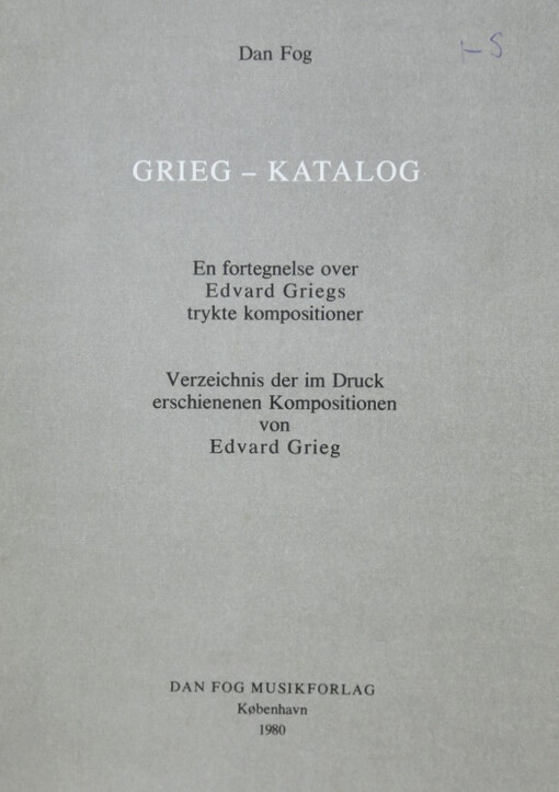 Grieg-Katalog :En fortegnelse over Edvard Griegs trykte kompositioner
