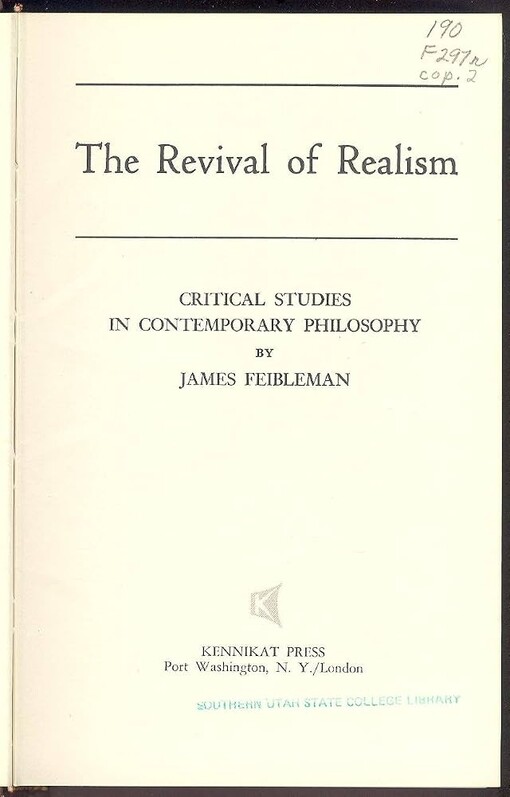 The revival of realism :critical studies in contemporary philosophy